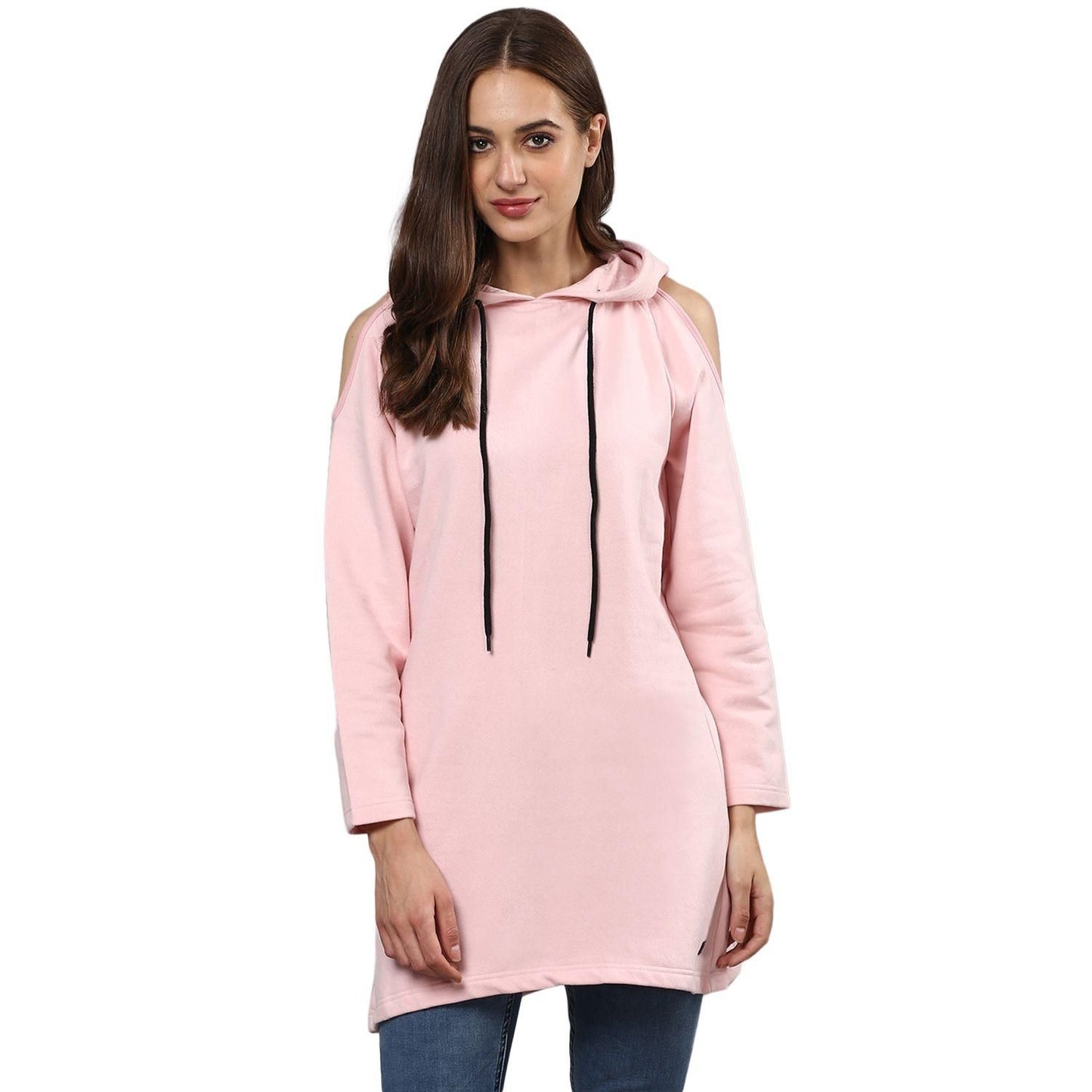 Campus Sutra Women's Solid  Open Stylish A-Line Winter Sweatshirts