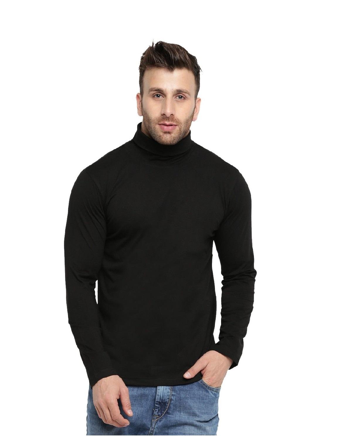 Gritstones Polyester Solid Full Sleeves Mens Stylish Neck T-Shirt