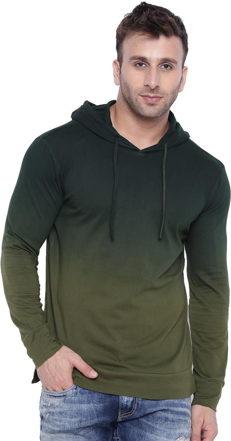 Gritstones Cotton Blend Color BlockFull Sleeves Hooded Neck Mens T-Shirt