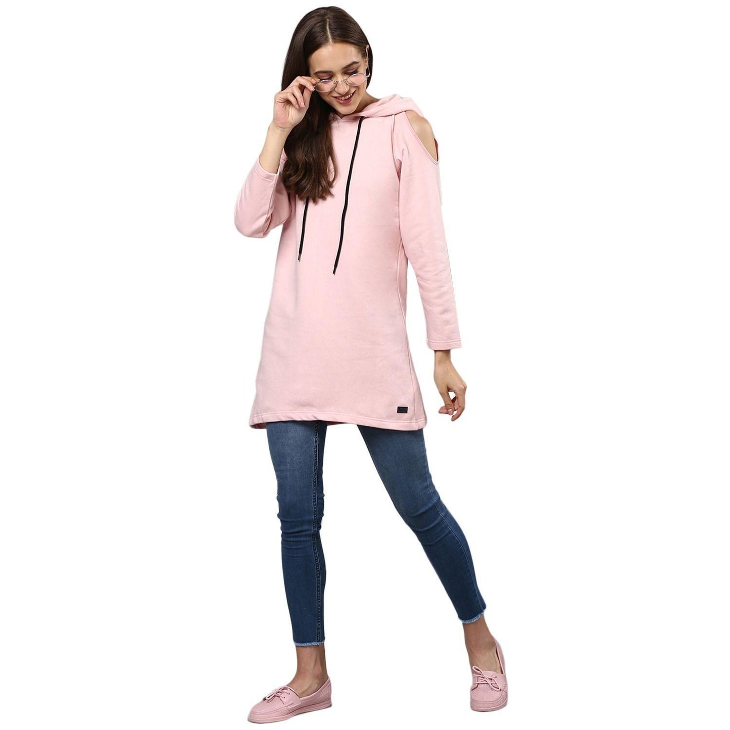 Campus Sutra Women's Solid  Open Stylish A-Line Winter Sweatshirts