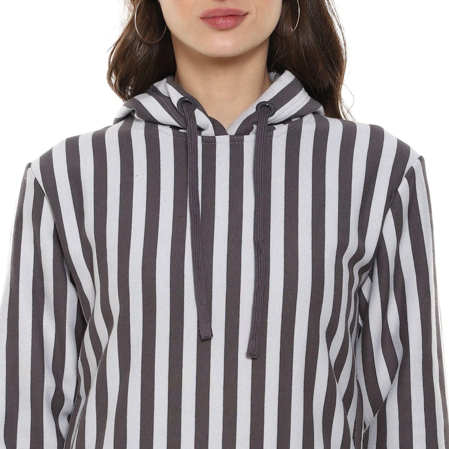 Campus Sutra Women's Striped Stylish Hooded Sweatshirts