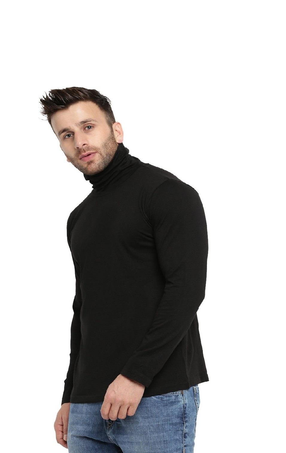 Gritstones Polyester Solid Full Sleeves Mens Stylish Neck T-Shirt