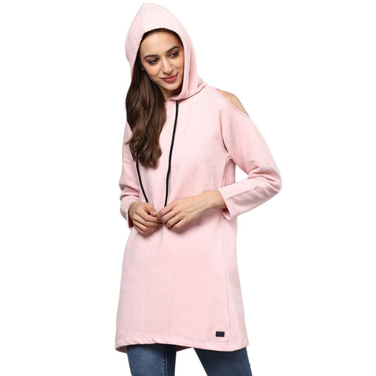 Campus Sutra Women's Solid  Open Stylish A-Line Winter Sweatshirts