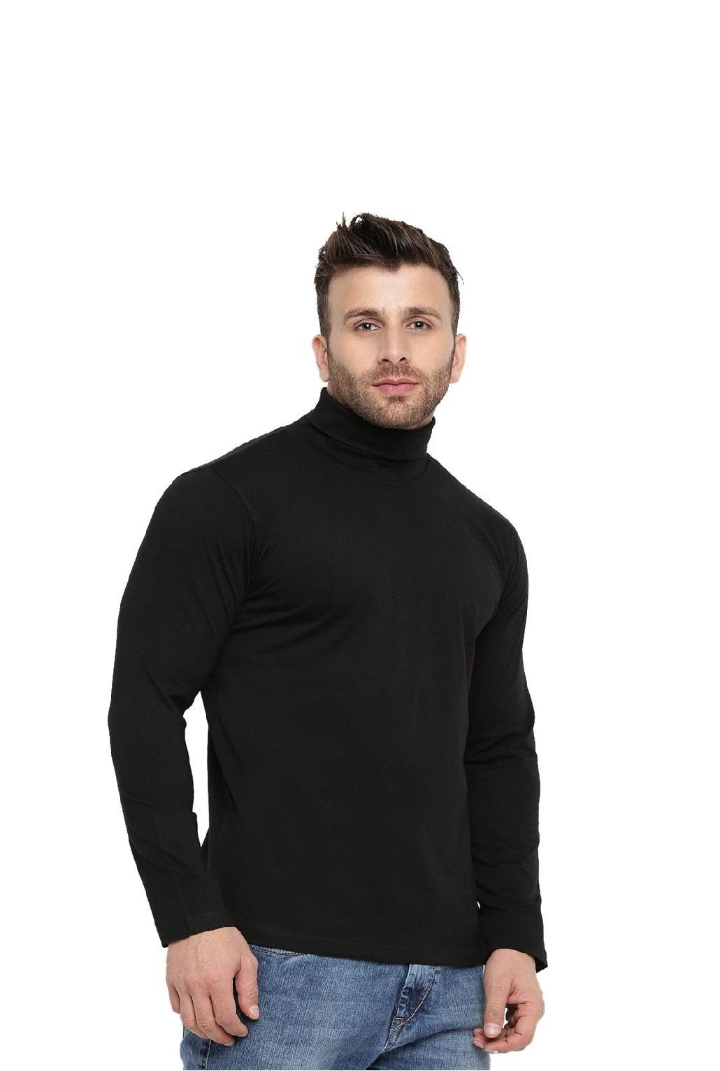 Gritstones Polyester Solid Full Sleeves Mens Stylish Neck T-Shirt