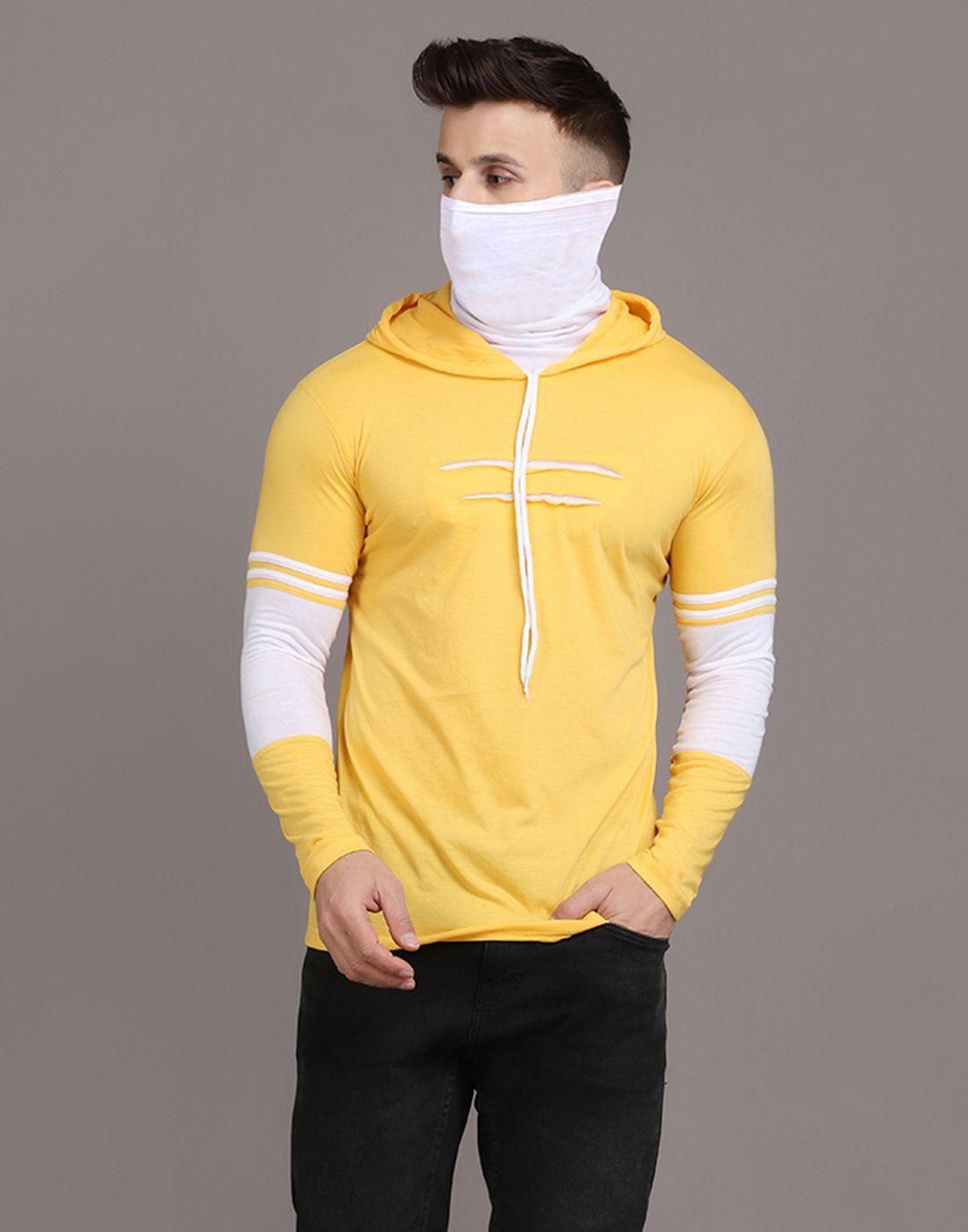 Denzolee Colorblocked Men's Hooded T-Shirt With Mask